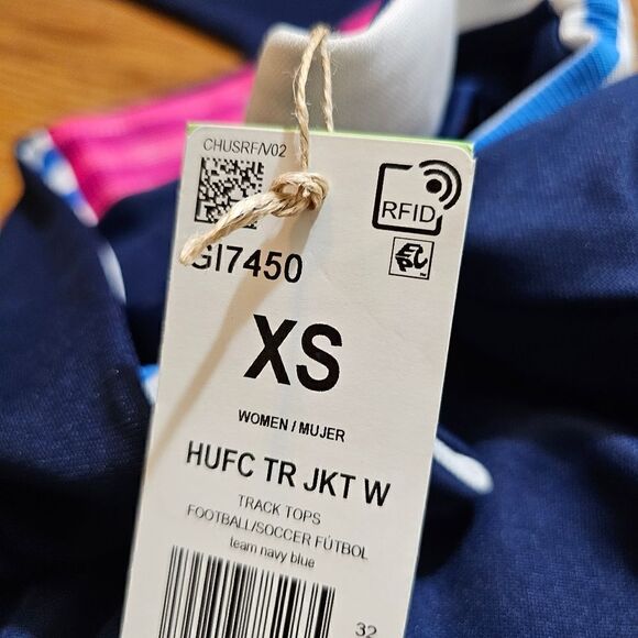 Adidas Pharrell Human Race Track Jacket Women's XS Navy Pink White Soccer Run LE - Picture 14 of 14